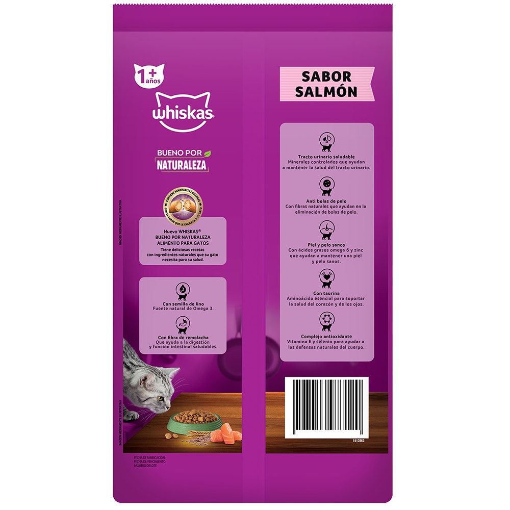 Whiskas Bueno por Naturaleza Alimento Seco Para Gatos Salmon - 2
