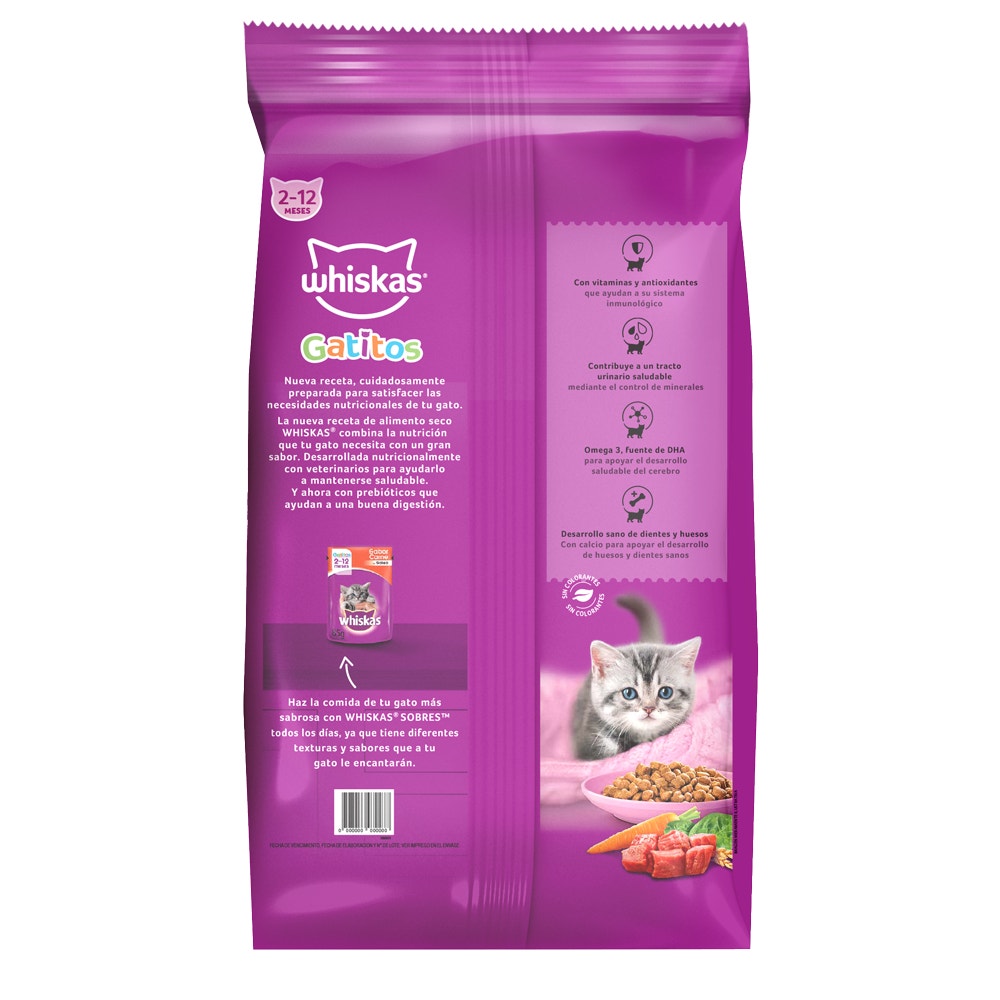 Whiskas Alimento Seco para Gatitos Carne y Leche - 2